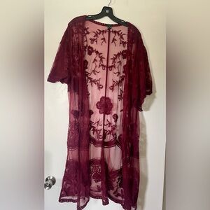 Maroon lace kimono